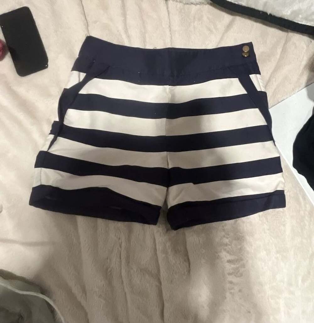 H&M Striped Shorts Size 8 Navy Blue White Nautical